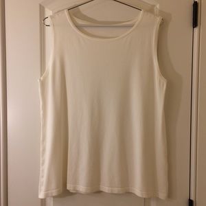 Sleeveless white cotton sweater